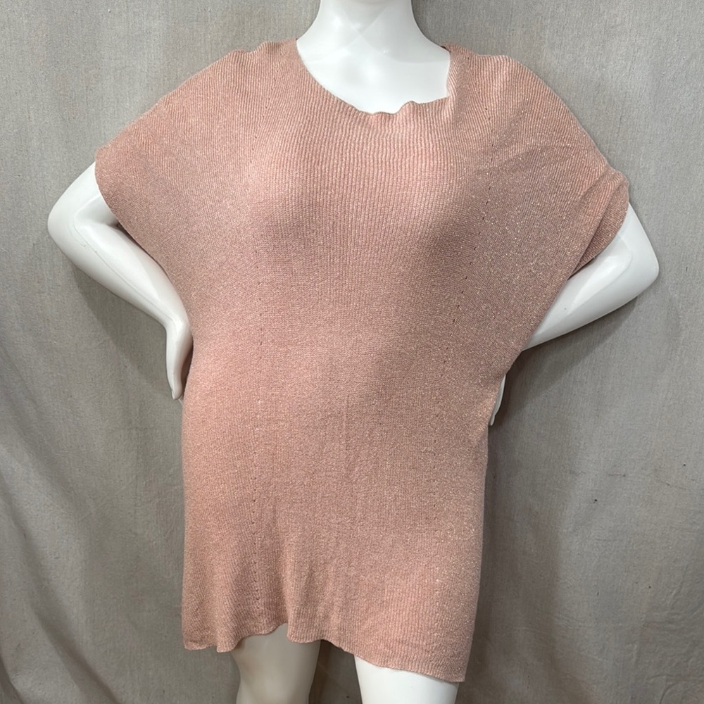 Dusty Pink Knit Tunic Sweater short sleeve simply Emma 3X